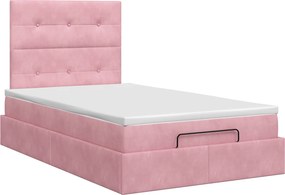 vidaXL Κρεβάτι Ottoman με στρώμα Ροζ 120 x 200 cm Βελούδο