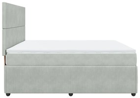 Κρεβάτι Boxspring με Στρώμα Ανοιχτό Γκρι 180x200 εκ. Βελούδινο - Γκρι