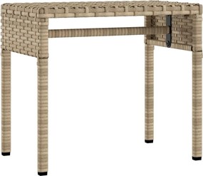 vidaXL Ξαπλώστρες 2 Τεμ. Μπεζ Συνθ. Ρατάν με Σκίαστρα και Τραπεζάκια