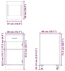 Ντουλάπι με Συρτάρι Sonoma Δρυς 40x46x81,5 εκ. Επεξ. Ξύλο - Καφέ