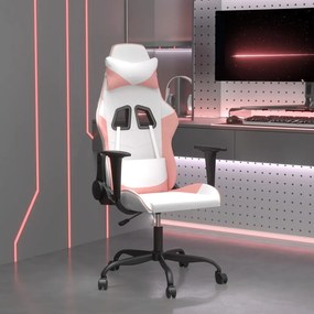 vidaXL Καρέκλα Gaming Λευκό και Ροζ από Συνθετικό Δέρμα