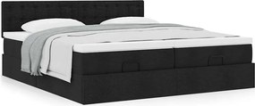 vidaXL Οθωμανικό κρεβάτι με στρώματα Μαύρο 160x200cm Ύφασμα