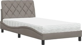 vidaXL Κρεβάτι με Στρώμα Taupe 100 x 200 εκ. Υφασμάτινο