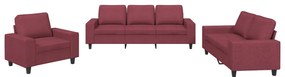vidaXL Σετ Σαλονιού 3 Τεμαχίων μπορντό Υφασμάτινο