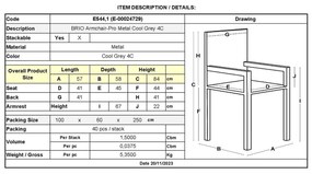 BRIO Πολυθρόνα Στοιβαζόμενη Μέταλλο Βαφή Cool Grey 4C 57x58x84cm