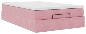 vidaXL Οθωμανικό κρεβάτι με στρώμα ροζ 120x190 cm Velvet