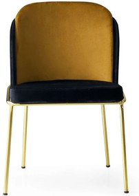 Καρέκλα Dore (Σετ 4Τμχ) 974NMB1172 54x55x86cm Black-Gold Βελούδο, Μέταλλο