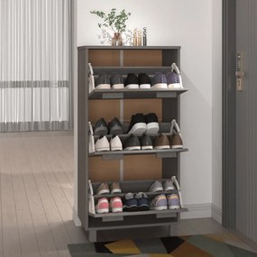 vidaXL Παπουτσοθήκη HAMAR Αν. Γκρι 59,5x35x117 εκ. Μασίφ Ξύλο Πεύκου