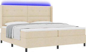 vidaXL LED Κρεβάτι με βάθρο με κεφαλάρι Κρεμ 200 x 200 cm ύφασμα