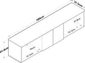 Ράφι Τοίχου Καρυδί / Λευκό CRUAGE 180x37.5x41.4