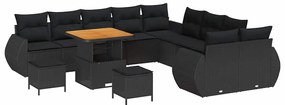 vidaXL Σετ Καναπέ Κήπου με μαξιλάρι 13 pcs Μαύρο 80 x 80 x 71 cm