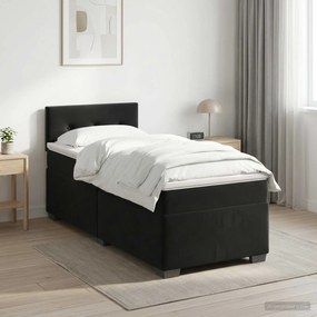 vidaXL Κρεβάτι box spring με στρώμα Μαύρο 80 x 200 cm Βελούδο