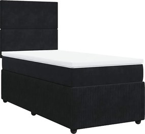 vidaXL Κρεβάτι Boxspring με Στρώμα Μαύρο 90x200 εκ. Βελούδινο