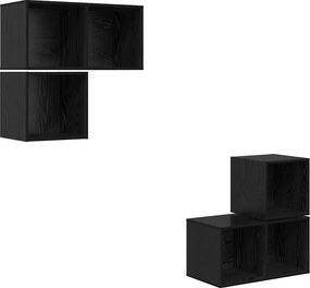 vidaXL Σετ επίπλου τηλεόρασης 4 pcs Μαύρη Οξυά Επεξεργασμένο ξύλο