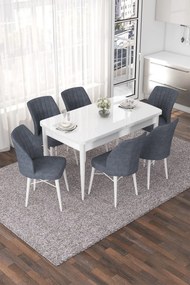 Extendable Dining Table &amp; Chairs Set (7 Pieces) Nef - White, Fume White
Fume