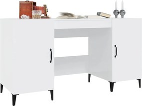 vidaXL Γραφείο Γυαλιστερό Λευκό 140x50x75 εκ. Επεξεργασμένο Ξύλο