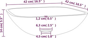 vidaXL Νιπτήρας Χρυσός 42x42x14 εκ. Γυάλινος