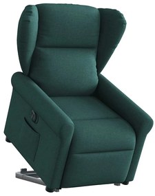 vidaXL Πολυθρόνα Ηλεκ. Ανακλ. Ανύψωση Σκ. Πράσινο Υφασμάτινη