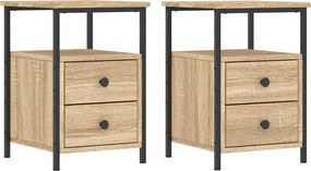 vidaXL Κομοδίνα 2 τεμ. Sonoma Δρυς 34x35,5x50 εκ. Επεξεργασμένο Ξύλο