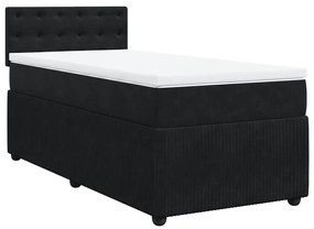 vidaXL Κρεβάτι Boxspring με Στρώμα Μαύρο 90x200 εκ. Βελούδινο