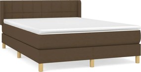 vidaXL Κρεβάτι Boxspring με Στρώμα Σκούρο Καφέ 140x190 εκ. Υφασμάτινο