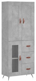 vidaXL Ντουλάπι Γκρι Σκυροδέματος 69,5x34x180 εκ. Επεξεργασμένο Ξύλο