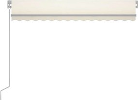 vidaXL Χειροκίνητη τέντα με ηλιακό LED 3 x 2,5 m Κρεμ 100% Πολυεστέρας