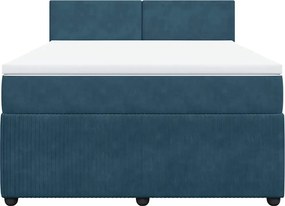 vidaXL Κρεβάτι Boxspring με Στρώμα Μπλε 140x200 εκ. Βελούδινο