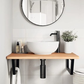 vidaXL Ράφι Νιπτήρα Τοίχου από Ατσάλι / Μασίφ Ξύλο Οξιάς