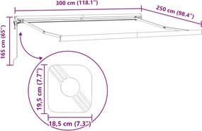 vidaXL Αναδιπλούμενη τέντα Λευκό 300 x 250 x 165 εκ.