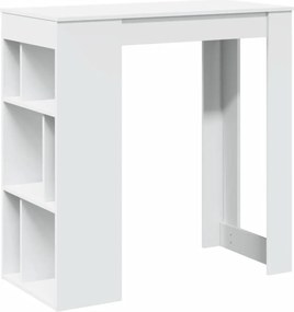 vidaXL Τραπέζι Μπαρ με Ράφια Λευκό 102 x 50 x 103,5 εκ.από Επεξ. Ξύλο