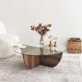 Τραπέζι Σαλονιού (Φ90x30) A-G Lily 552NOS2238 Walnut