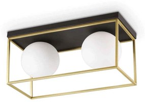 Φωτιστικό Οροφής-Πλαφονιέρα Lingotto 198149 45,5x18,5x21,5cm 2xE14 28W Gold-Black Ideal Lux