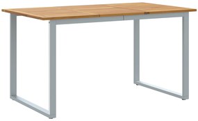 vidaXL Εξωτερικό Τραπεζάκι Φαγητού Γκρι 140x80x75 εκ. Ατσάλι & Μασίφ ξύλο ακακίας