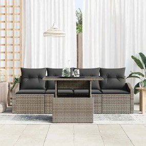 vidaXL Σετ Καναπέ Κήπου με αποθήκευση 5 pcs Γκρι Πολυ ράταν