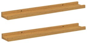 vidaXL Ράφι Τοίχου με ράφι 2 pcs Μπεζ 60 x 9 x 3 cm Επεξεργασμένο ξύλο