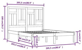 Πλαίσιο Κρεβατιού Λευκό 200 x 200 εκ. από Μασίφ Ξύλο Πεύκου - Λευκό