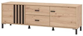 Έπιπλο Τηλεόρασης Laval 157 3K2F2V Artisan Oak - Μαύρο 157x40x52 εκ. 157x40x52 εκ.