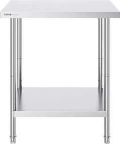 VEVOR Stainless Steel Work Prep Table Commercial Worktable Food Prep 24x30x34in