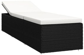 vidaXL Σετ Ξαπλώστρες με Τραπέζι 3 τεμ. Μαύρο από Συνθετικό Ρατάν