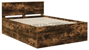 vidaXL Σκελετός Κρεβατιού με κεφαλάρι Καπνιστό Δρύς 150 x 200 cm