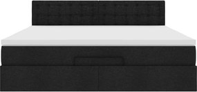 vidaXL Οθωμανικό κρεβάτι με στρώμα Μαύρο 160x200cm Ύφασμα