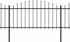 vidaXL Κάγκελα Περίφραξης με Λόγχες Μαύρα (1,25-1,5)x11,9 μ. Ατσάλινα