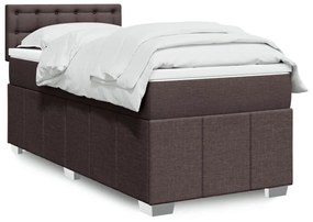 vidaXL Κρεβάτι Boxspring με Στρώμα Σκούρο Καφέ 100x200 εκ. Υφασμάτινο