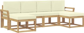 vidaXL Σειρά Καναπέ Εξωτερικού 6 pcs Λευκό και Κρεμ Πολυεστέρας