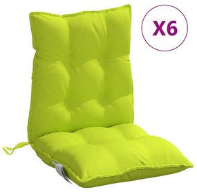 vidaXL Μαξιλάρια Καρέκλας Χαμηλή Πλάτη 6τεμ. Φωτ.Πράσινο Ύφασμα Oxford