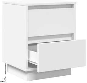 vidaXL Κομοδίνο με LED Φώτα Λευκό 39x34,5x50 εκ.