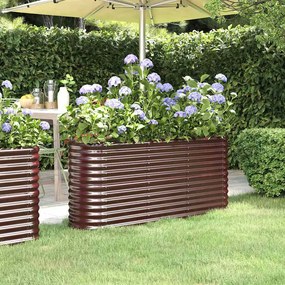 vidaXL Ζαρντινιέρα Καφέ 152x40x68 εκ. Γαλβανισμένος χάλυβας