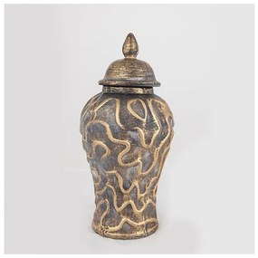 Βάζο Κεραμικό Χρυσό &amp; Γκρι 16x16x33.5cm 752-20030 Estheti-752-20030-Γκρι 752-20030