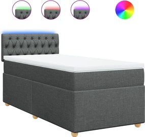 vidaXL Κρεβάτι Boxspring με Στρώμα Σκούρο Γκρι 100x200 εκ. Υφασμάτινο